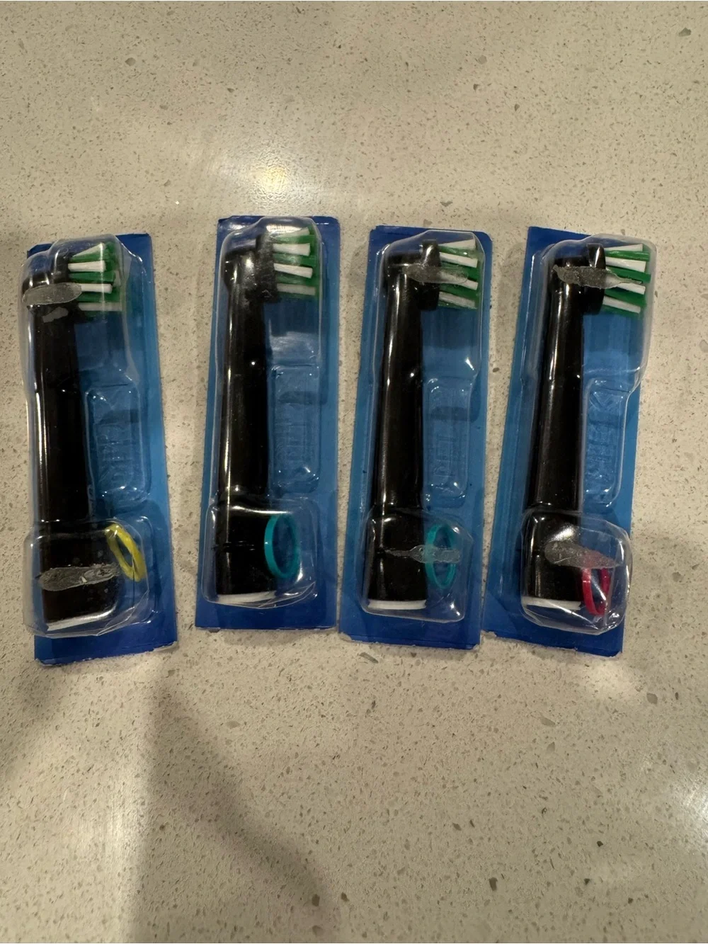 Pack of 4 Oral B Black Replacement Electric Toothbrush Heads with Color ID Rings